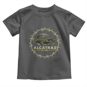 Alligator Alcatraz 2025 Toddler T Shirt Gator Lockdown Political Satire Barbed Wire Swamp Humor TS02 Dark Heather Print Your Wear