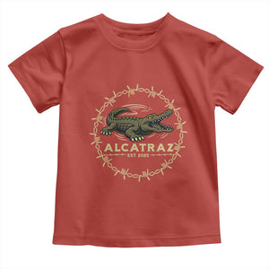 Alligator Alcatraz 2025 Toddler T Shirt Gator Lockdown Political Satire Barbed Wire Swamp Humor TS02 Red Print Your Wear