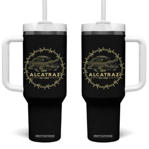Alligator Alcatraz 2025 Tumbler With Handle Gator Lockdown Political Satire Barbed Wire Swamp Humor TS02 One Size: 40 oz Black Print Your Wear