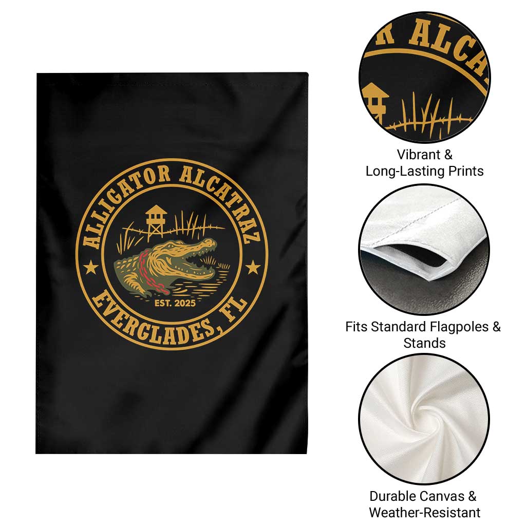 Alligator Alcatraz Everglades FL Garden Flag Vintage Political Satire Swamp Prison Humor TS02 Print Your Wear