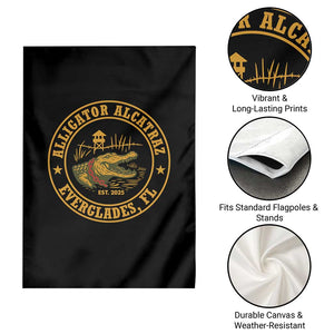 Alligator Alcatraz Everglades FL Garden Flag Vintage Political Satire Swamp Prison Humor TS02 Print Your Wear