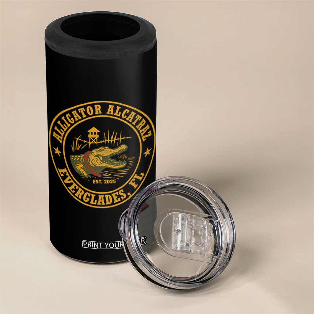 Alligator Alcatraz Everglades FL 4 in 1 Can Cooler Tumbler Vintage Political Satire Swamp Prison Humor TS02 Print Your Wear