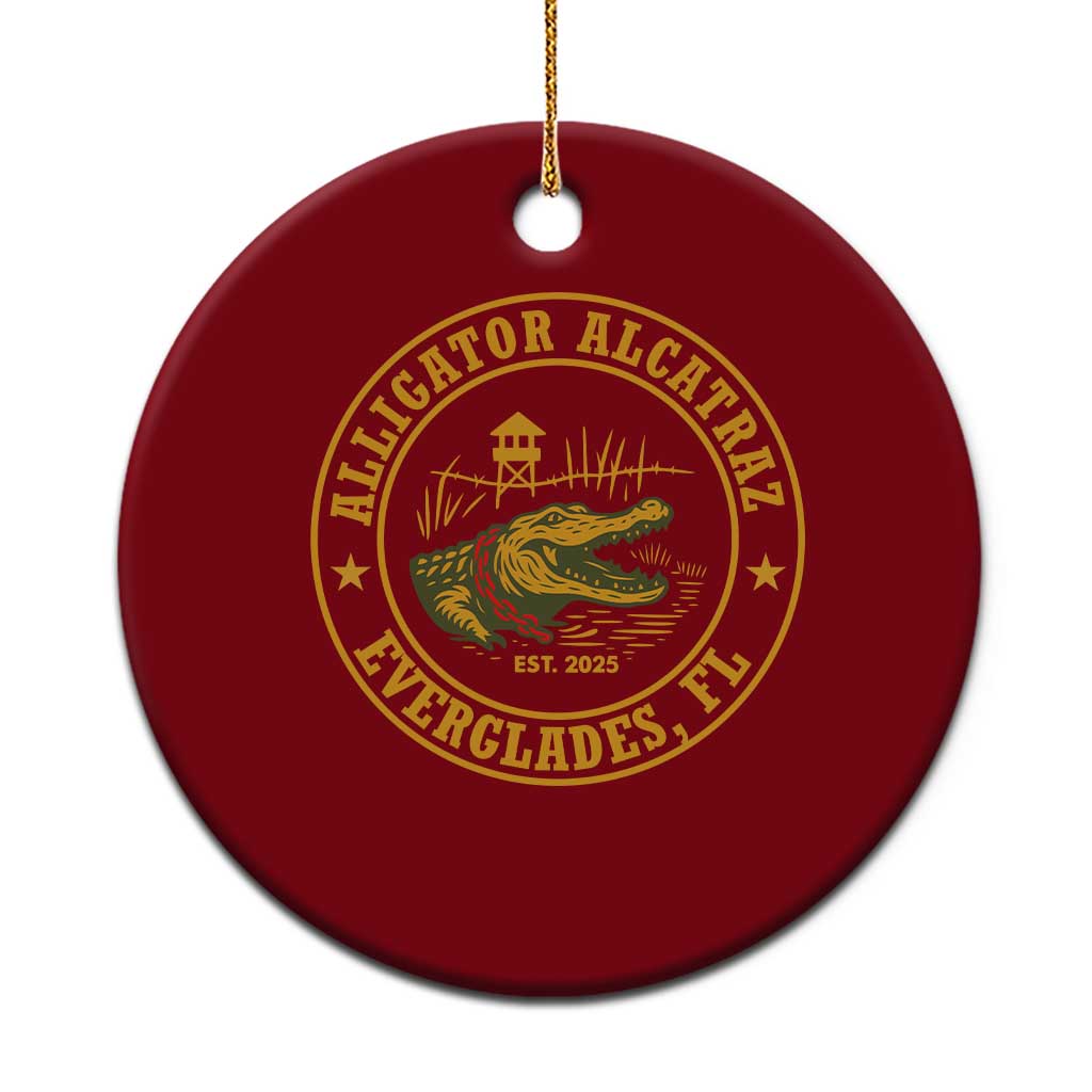 Alligator Alcatraz Everglades FL Ceramic Ornament Vintage Political Satire Swamp Prison Humor TS02 1pc Red Print Your Wear