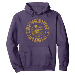 Alligator Alcatraz Everglades FL Hoodie Vintage Political Satire Swamp Prison Humor TS02 Purple Print Your Wear
