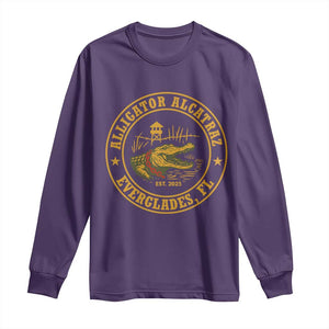 Alligator Alcatraz Everglades FL Long Sleeve Shirt Vintage Political Satire Swamp Prison Humor TS02 Purple Print Your Wear