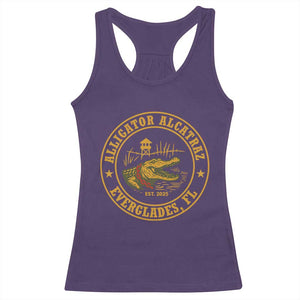Alligator Alcatraz Everglades FL Racerback Tank Top Vintage Political Satire Swamp Prison Humor TS02 Purple Print Your Wear