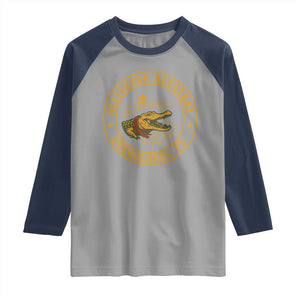 Alligator Alcatraz Everglades FL Raglan Shirt Vintage Political Satire Swamp Prison Humor TS02 Sport Gray Navy Print Your Wear