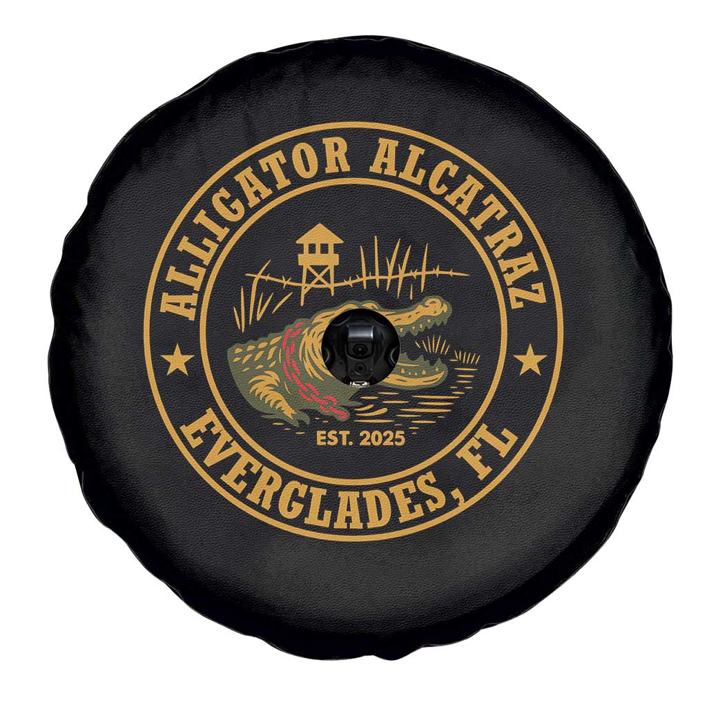 Alligator Alcatraz Everglades FL Spare Tire Cover Vintage Political Satire Swamp Prison Humor TS02 Print Your Wear