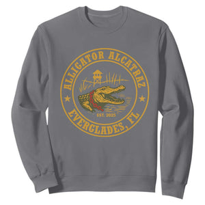 Alligator Alcatraz Everglades FL Sweatshirt Vintage Political Satire Swamp Prison Humor TS02 Charcoal Print Your Wear