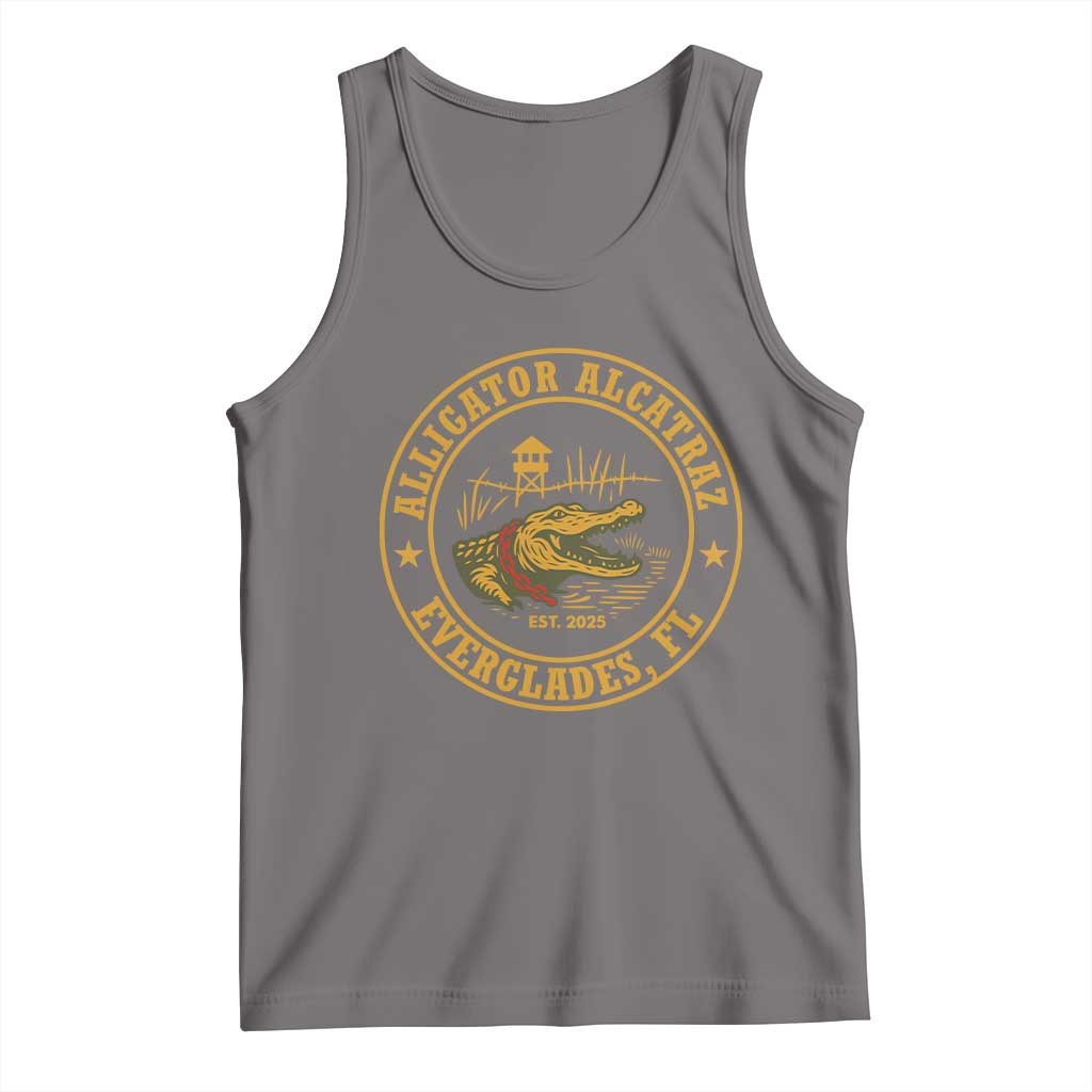 Alligator Alcatraz Everglades FL Tank Top Vintage Political Satire Swamp Prison Humor TS02 Deep Heather Print Your Wear