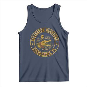Alligator Alcatraz Everglades FL Tank Top Vintage Political Satire Swamp Prison Humor TS02 Navy Print Your Wear