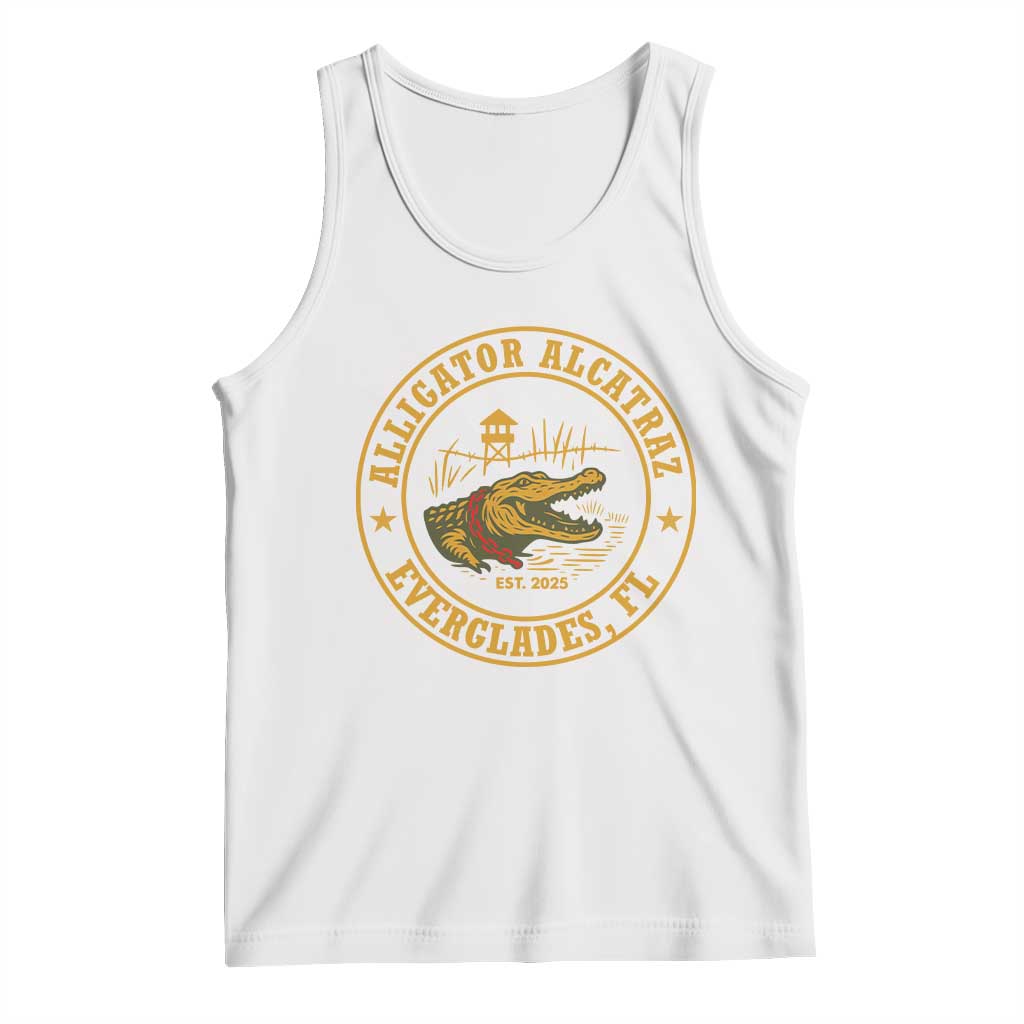 Alligator Alcatraz Everglades FL Tank Top Vintage Political Satire Swamp Prison Humor TS02 White Print Your Wear