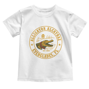 Alligator Alcatraz Everglades FL Toddler T Shirt Vintage Political Satire Swamp Prison Humor TS02 White Print Your Wear