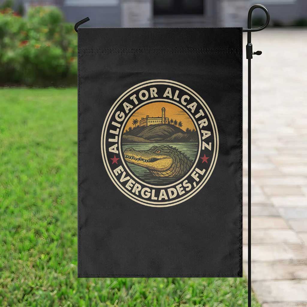 Alligator Alcatraz Everglades Florida Garden Flag Vintage Political Satire Retro TS02 Print Your Wear