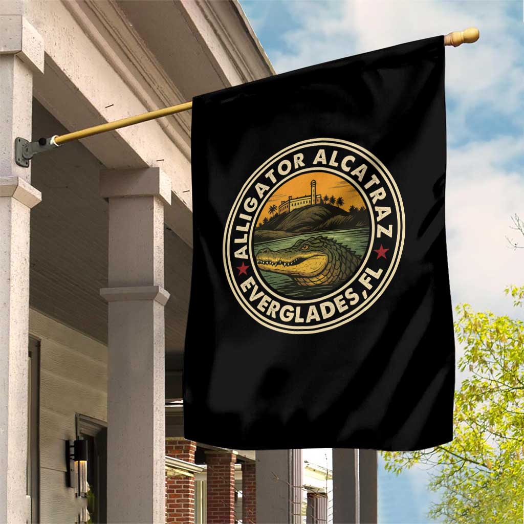 Alligator Alcatraz Everglades Florida Garden Flag Vintage Political Satire Retro TS02 Print Your Wear