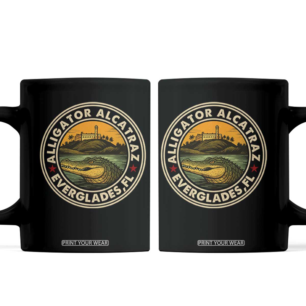Alligator Alcatraz Everglades Florida Coffee Mug Vintage Political Satire Retro TS02 Black Print Your Wear