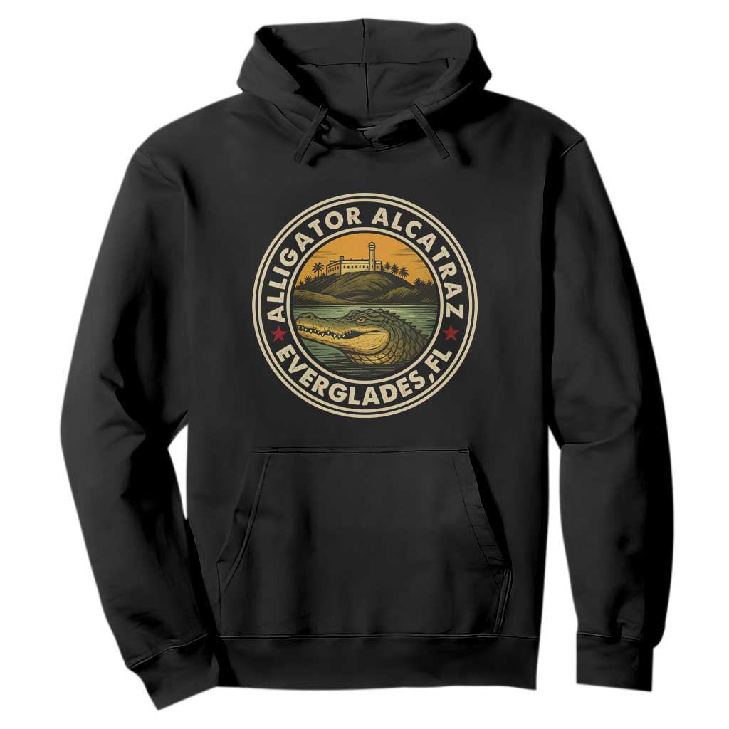 Alligator Alcatraz Everglades Florida Hoodie Vintage Political Satire Retro TS02 Black Print Your Wear