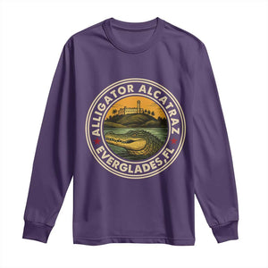 Alligator Alcatraz Everglades Florida Long Sleeve Shirt Vintage Political Satire Retro TS02 Purple Print Your Wear