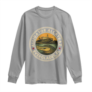 Alligator Alcatraz Everglades Florida Long Sleeve Shirt Vintage Political Satire Retro TS02 Sport Gray Print Your Wear