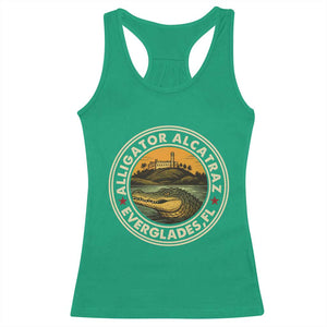 Alligator Alcatraz Everglades Florida Racerback Tank Top Vintage Political Satire Retro TS02 Irish Green Print Your Wear
