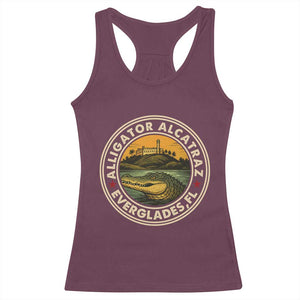 Alligator Alcatraz Everglades Florida Racerback Tank Top Vintage Political Satire Retro TS02 Maroon Print Your Wear