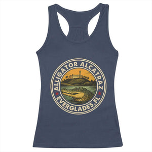 Alligator Alcatraz Everglades Florida Racerback Tank Top Vintage Political Satire Retro TS02 Navy Print Your Wear