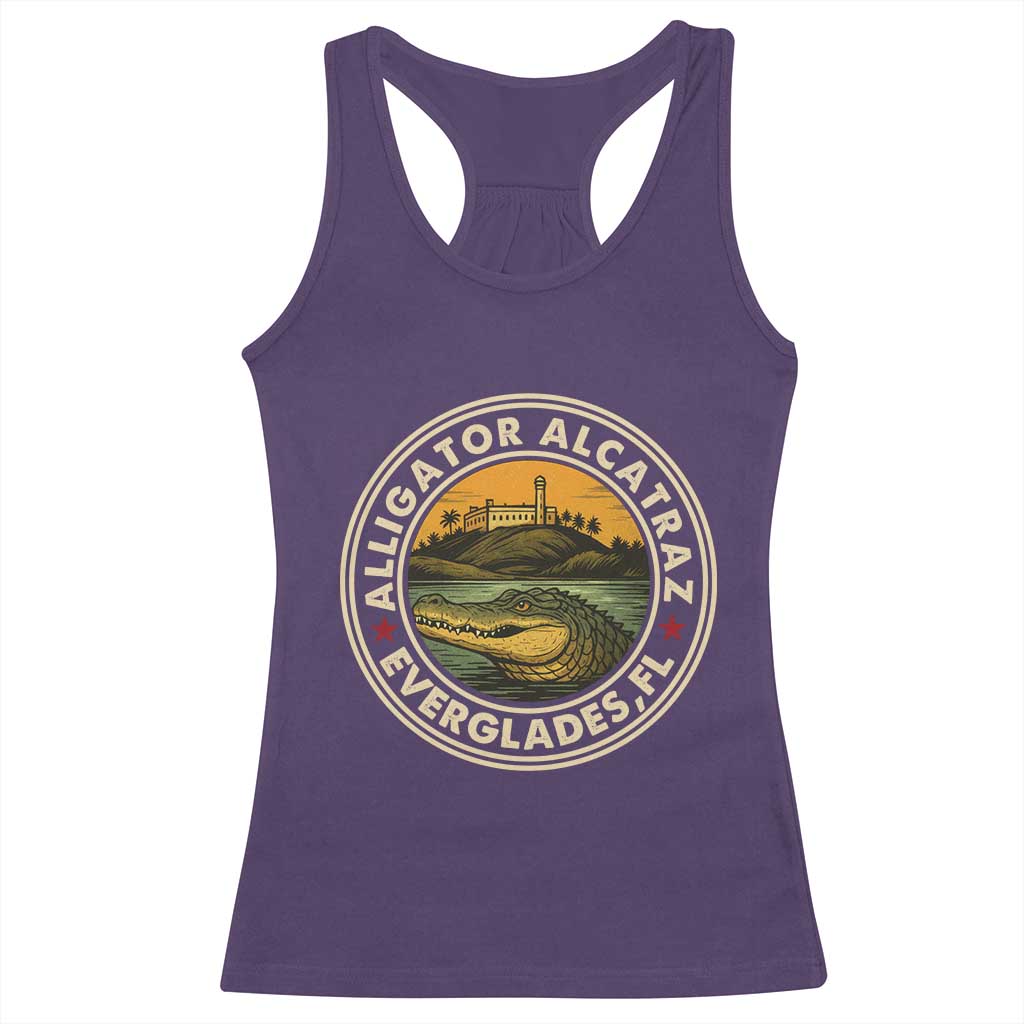 Alligator Alcatraz Everglades Florida Racerback Tank Top Vintage Political Satire Retro TS02 Purple Print Your Wear