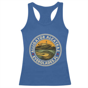 Alligator Alcatraz Everglades Florida Racerback Tank Top Vintage Political Satire Retro TS02 Royal Blue Print Your Wear