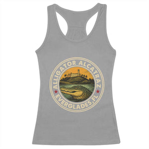 Alligator Alcatraz Everglades Florida Racerback Tank Top Vintage Political Satire Retro TS02 Sport Gray Print Your Wear