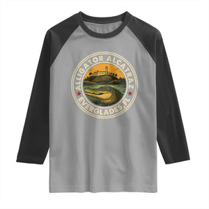 Alligator Alcatraz Everglades Florida Raglan Shirt Vintage Political Satire Retro TS02 Sport Gray Black Print Your Wear
