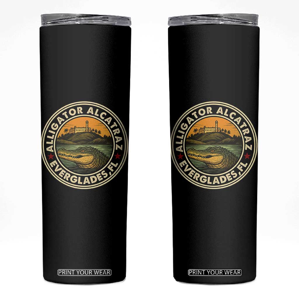 Alligator Alcatraz Everglades Florida Skinny Tumbler Vintage Political Satire Retro TS02 Black Print Your Wear