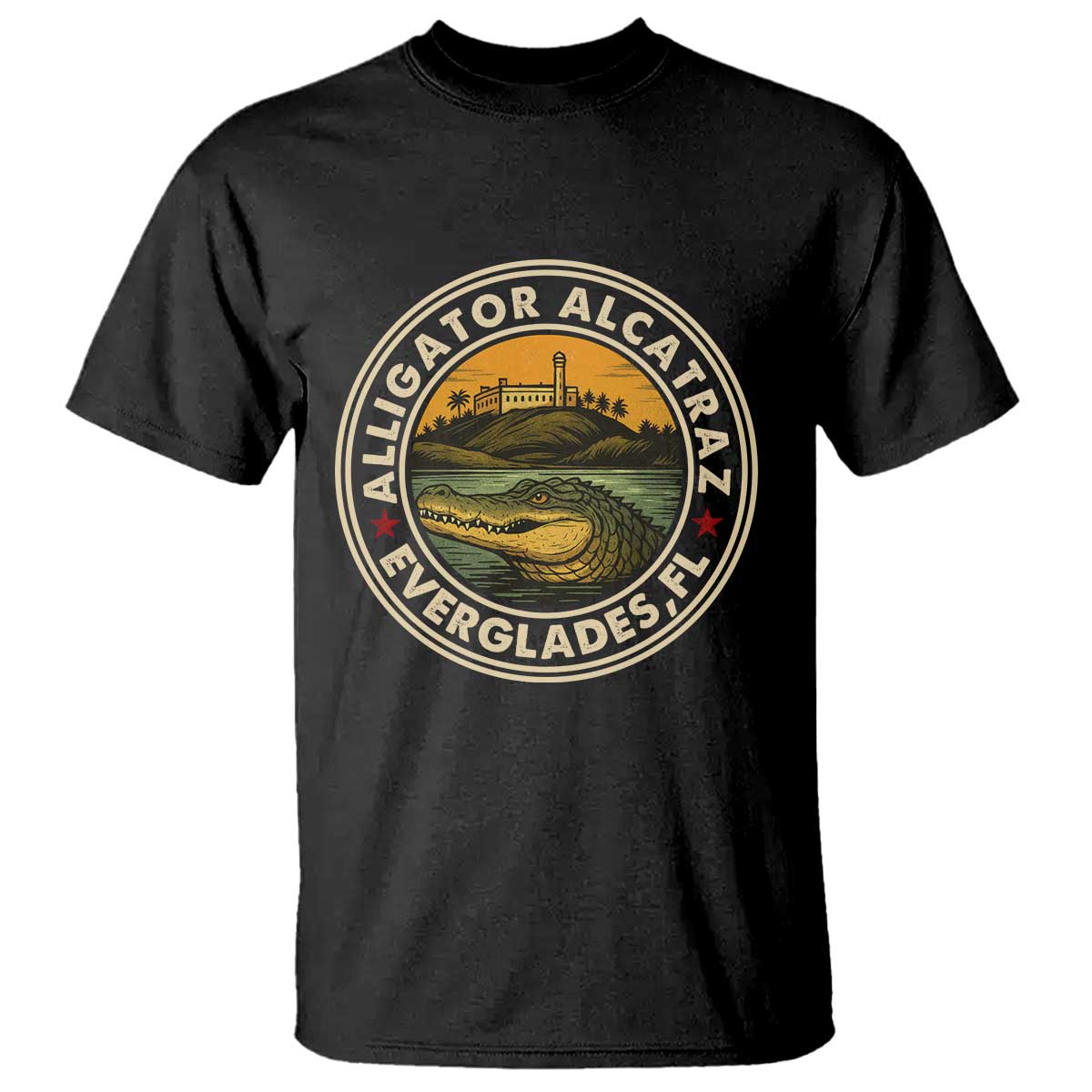 Alligator Alcatraz Everglades Florida T Shirt Vintage Political Satire Retro TS02 Black Print Your Wear