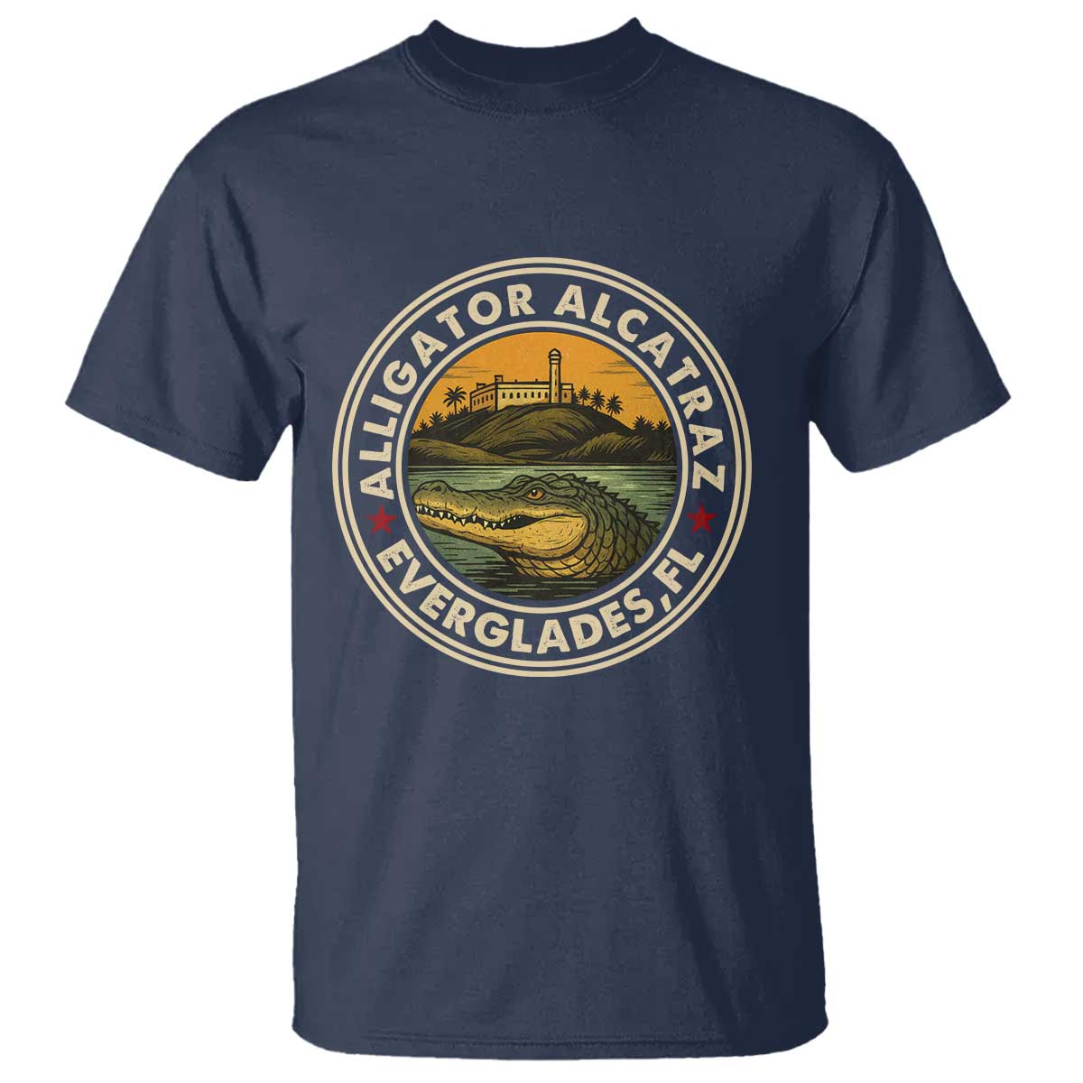 Alligator Alcatraz Everglades Florida T Shirt Vintage Political Satire Retro TS02 Navy Print Your Wear