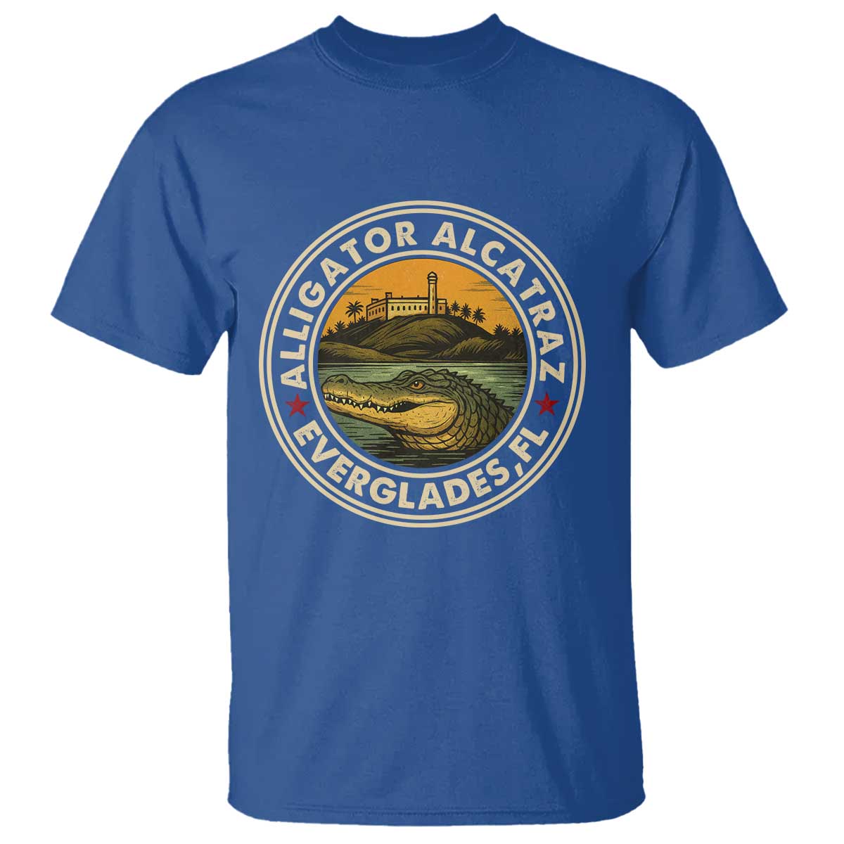 Alligator Alcatraz Everglades Florida T Shirt Vintage Political Satire Retro TS02 Royal Blue Print Your Wear