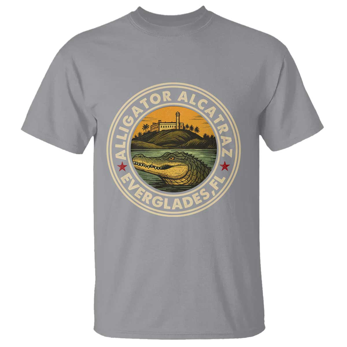 Alligator Alcatraz Everglades Florida T Shirt Vintage Political Satire Retro TS02 Sport Gray Print Your Wear
