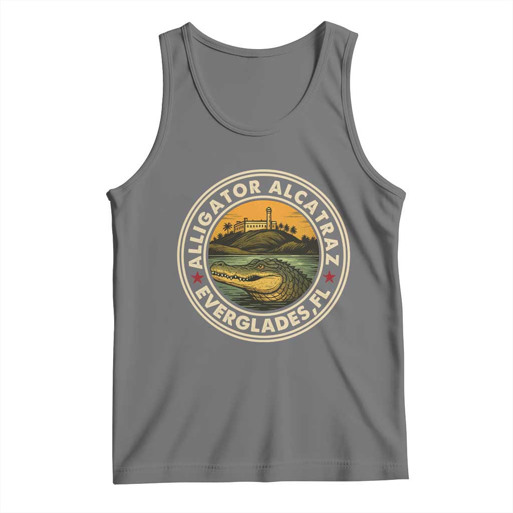 Alligator Alcatraz Everglades Florida Tank Top Vintage Political Satire Retro TS02 Black Heather Print Your Wear