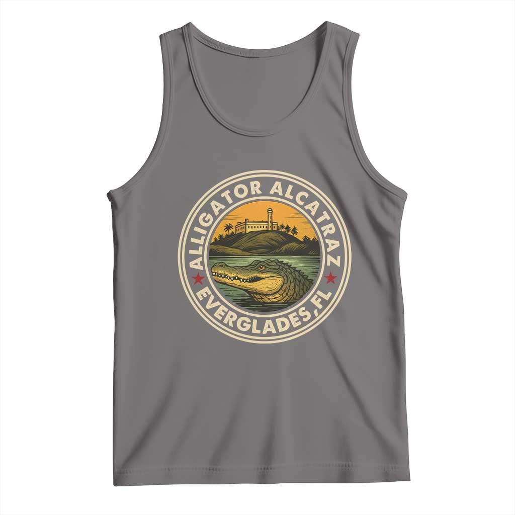 Alligator Alcatraz Everglades Florida Tank Top Vintage Political Satire Retro TS02 Deep Heather Print Your Wear