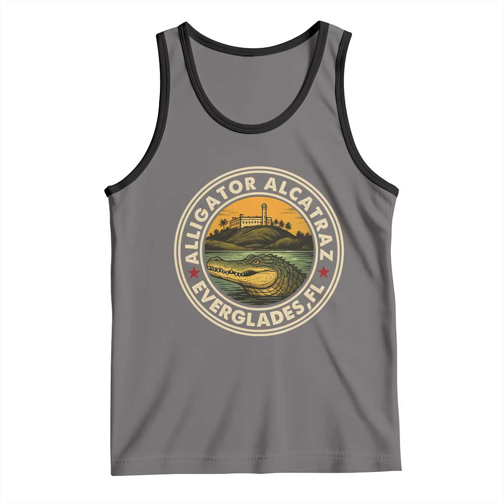 Alligator Alcatraz Everglades Florida Tank Top Vintage Political Satire Retro TS02 Deep Heather Black Print Your Wear