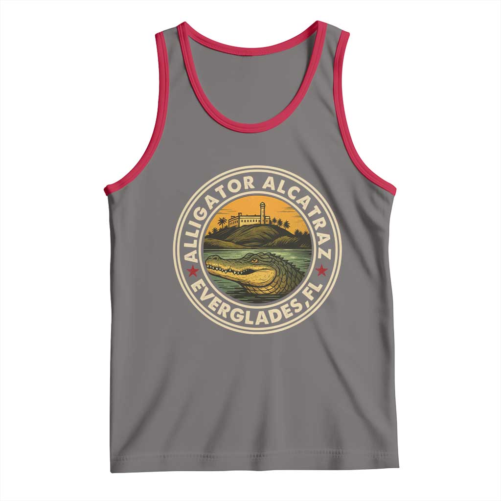 Alligator Alcatraz Everglades Florida Tank Top Vintage Political Satire Retro TS02 Deep Heather Red Print Your Wear