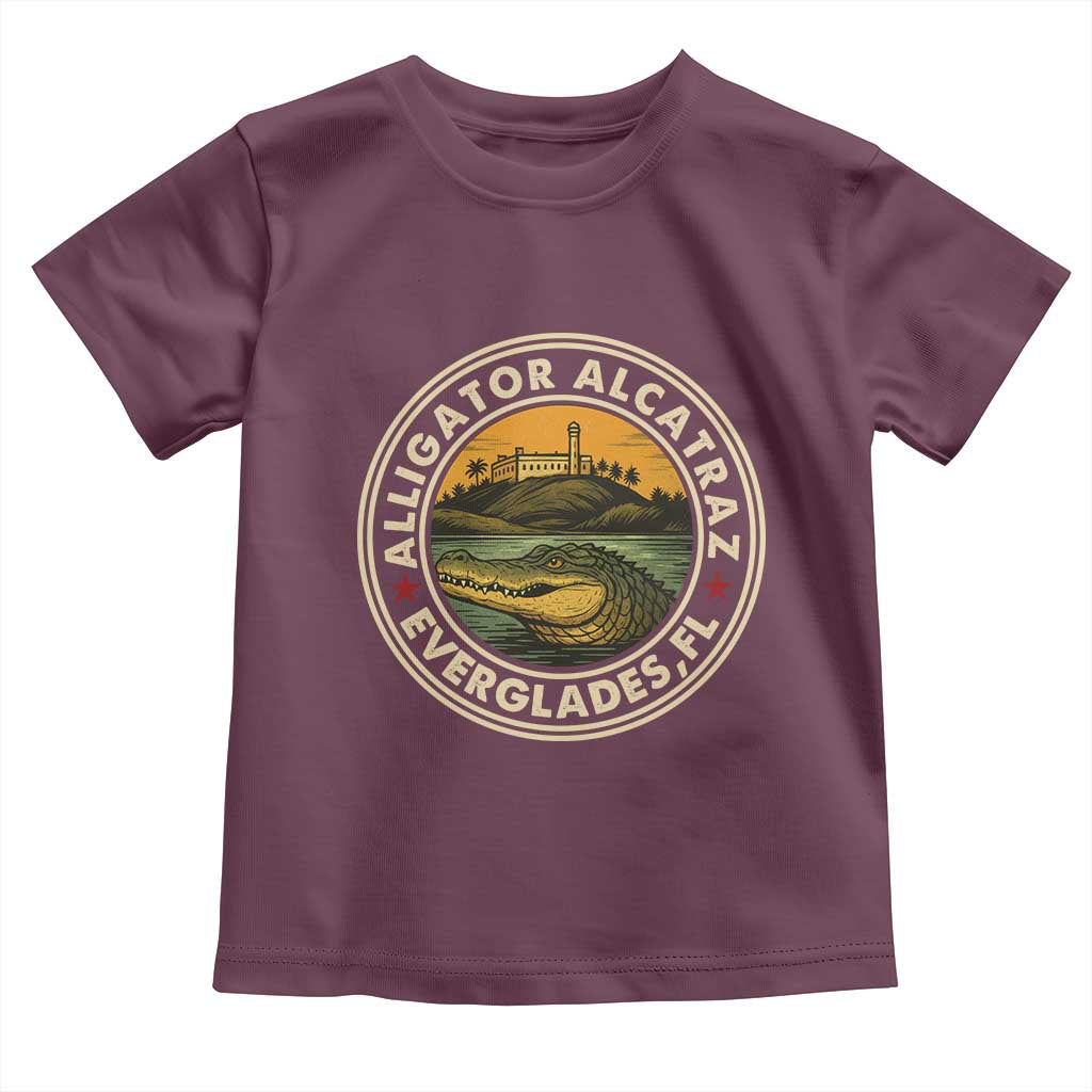 Alligator Alcatraz Everglades Florida Toddler T Shirt Vintage Political Satire Retro TS02 Maroon Print Your Wear