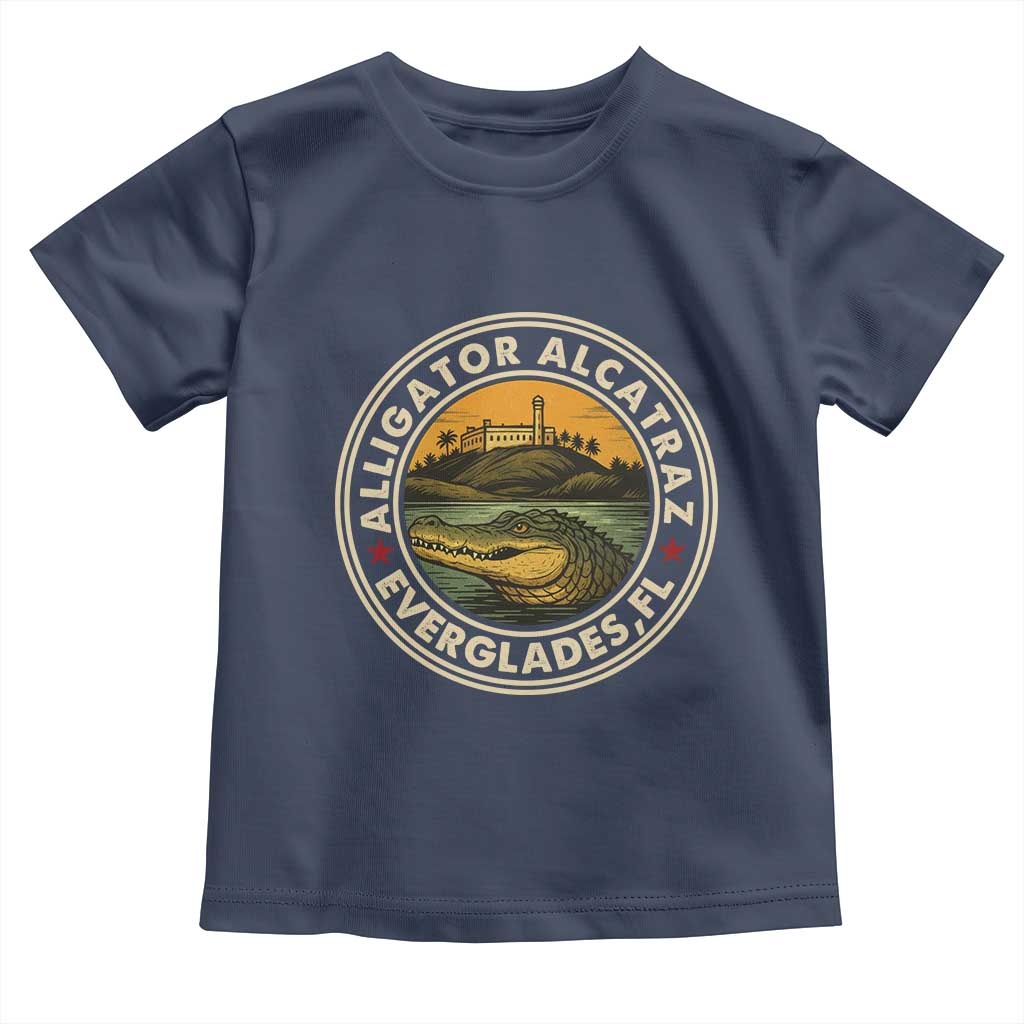 Alligator Alcatraz Everglades Florida Toddler T Shirt Vintage Political Satire Retro TS02 Navy Print Your Wear