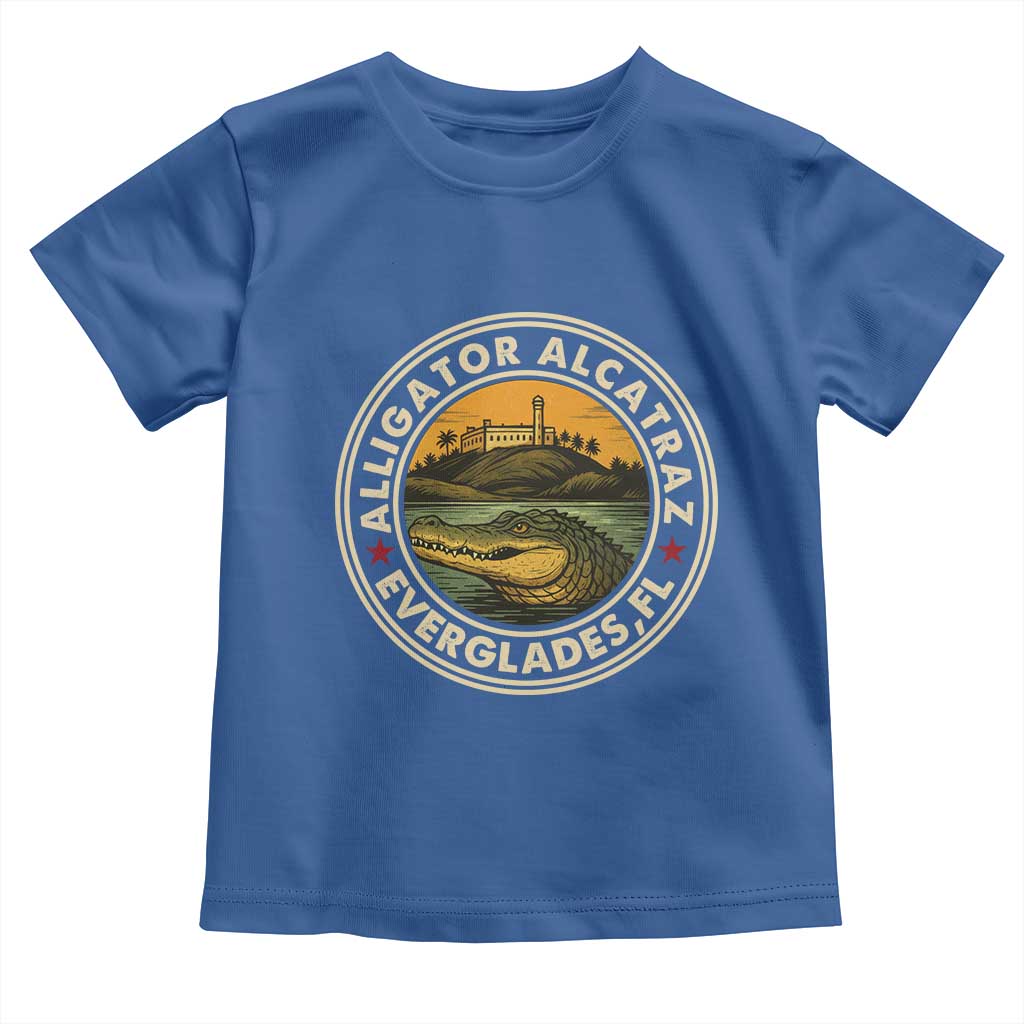 Alligator Alcatraz Everglades Florida Toddler T Shirt Vintage Political Satire Retro TS02 Royal Blue Print Your Wear