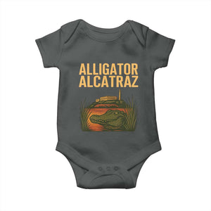 Alligator Alcatraz Florida Baby Onesie Political Swamp Prison Dark Humor TS02 Dark Heather Print Your Wear