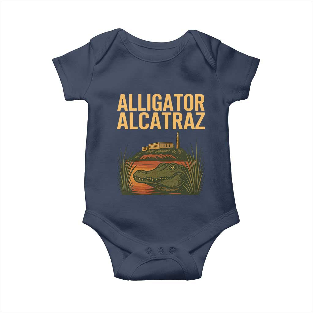Alligator Alcatraz Florida Baby Onesie Political Swamp Prison Dark Humor TS02 Navy Print Your Wear