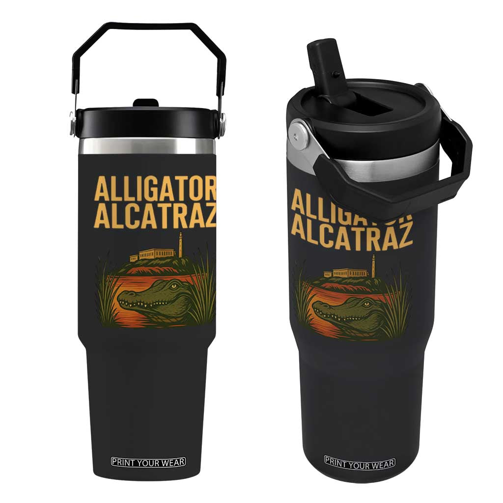 Alligator Alcatraz Florida Flip Straw Tumbler Political Swamp Prison Dark Humor TS02 One Size: 30 oz Black Print Your Wear