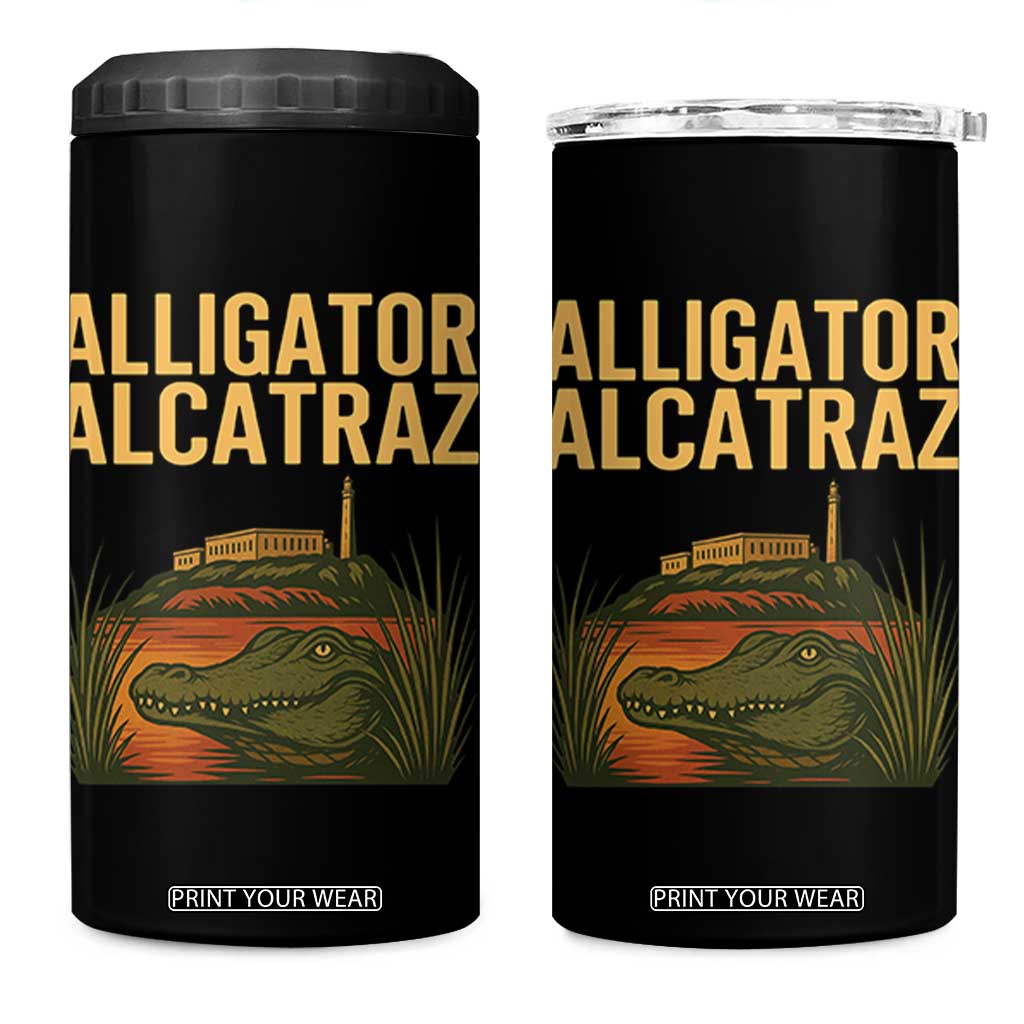 Alligator Alcatraz Florida 4 in 1 Can Cooler Tumbler Political Swamp Prison Dark Humor TS02 One Size: 16 oz Black Print Your Wear