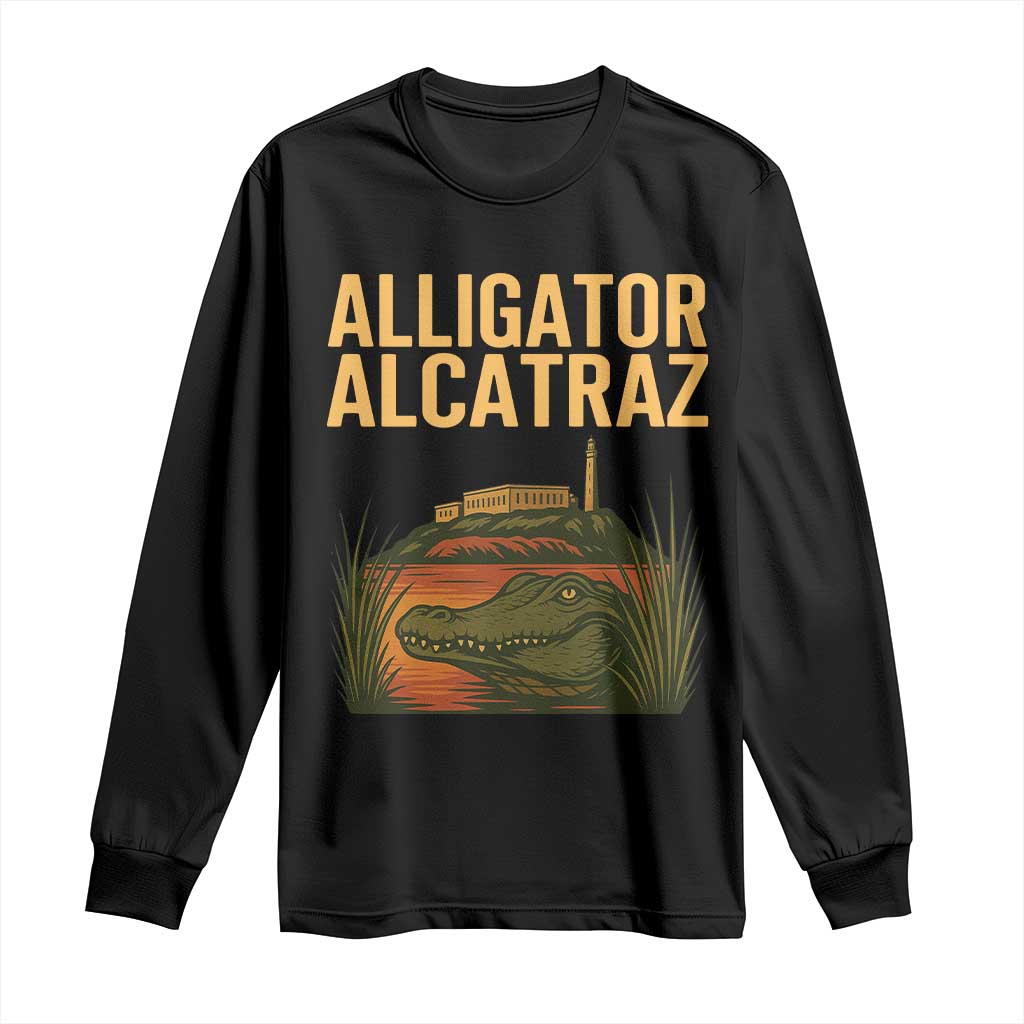 Alligator Alcatraz Florida Long Sleeve Shirt Political Swamp Prison Dark Humor TS02 Black Print Your Wear