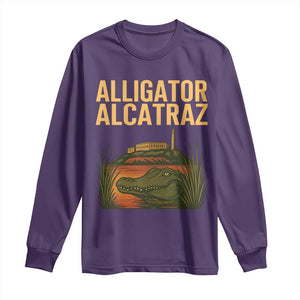 Alligator Alcatraz Florida Long Sleeve Shirt Political Swamp Prison Dark Humor TS02 Purple Print Your Wear