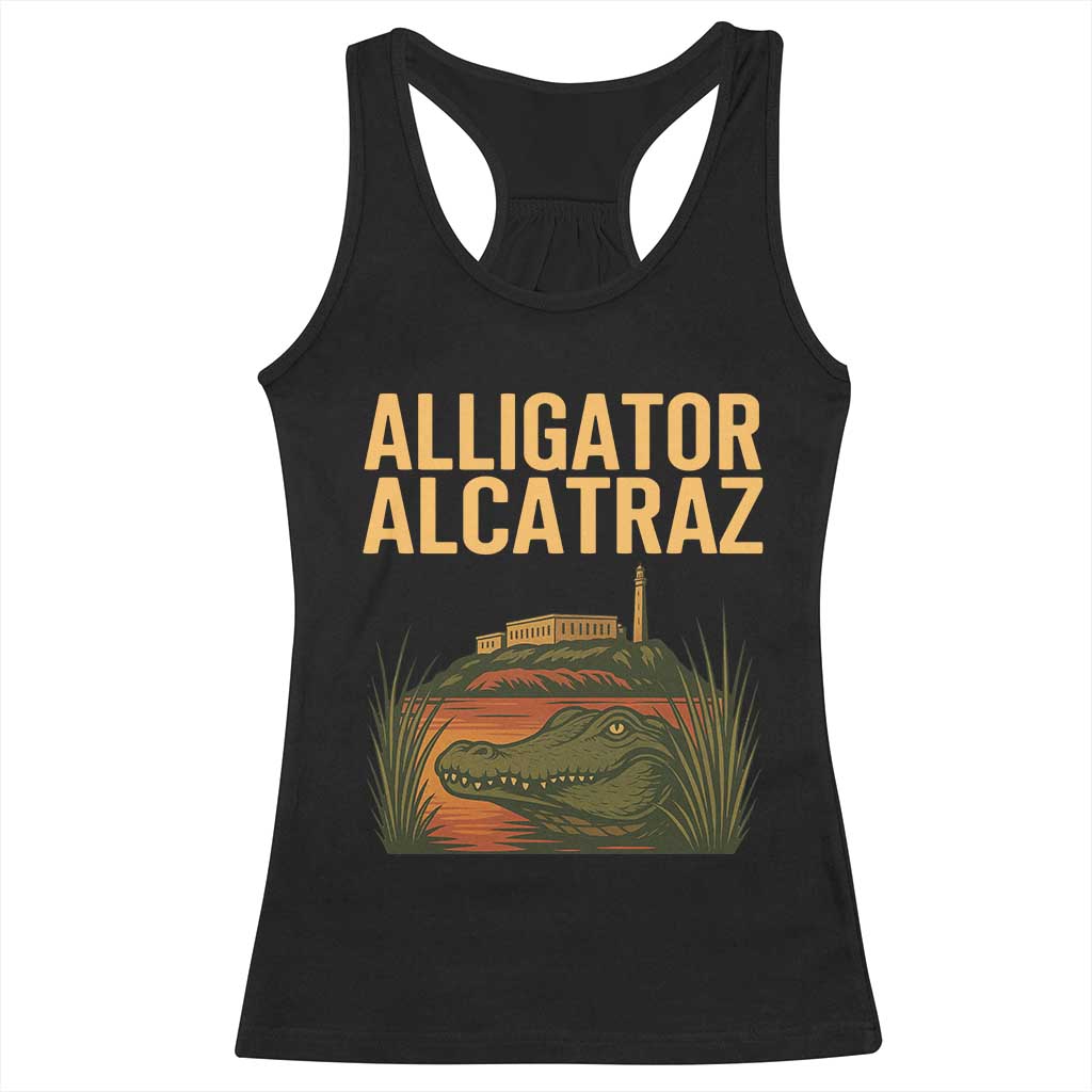 Alligator Alcatraz Florida Racerback Tank Top Political Swamp Prison Dark Humor TS02 Black Print Your Wear