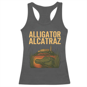 Alligator Alcatraz Florida Racerback Tank Top Political Swamp Prison Dark Humor TS02 Dark Heather Print Your Wear